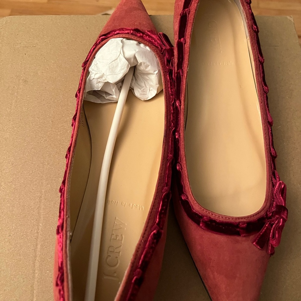 J. Crew Women's Red Suede Ballet Flats